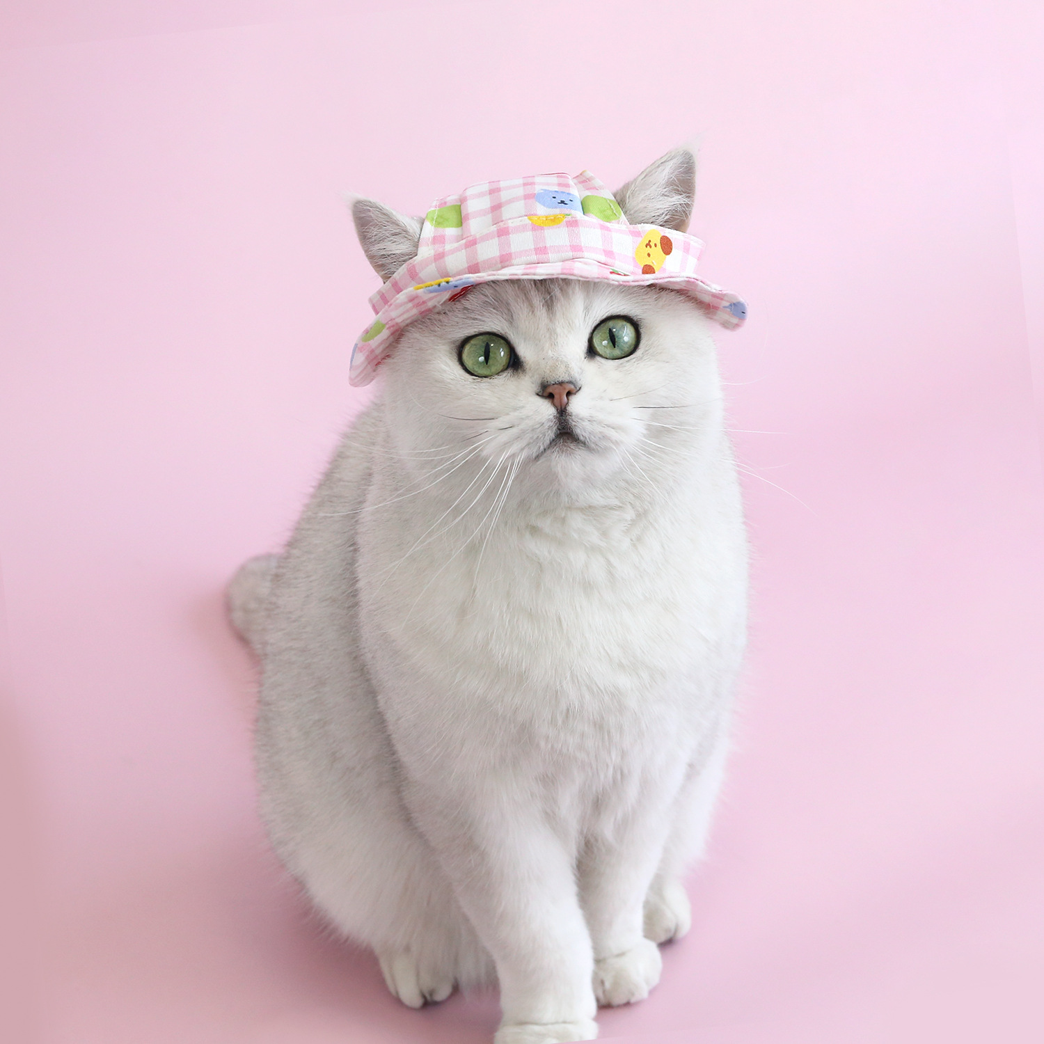2025 sombrero para el sol para mascotas, lona a cuadros de dibujos animados, cachorro, gato Shiba Inu Corgi, sombrero de pescador