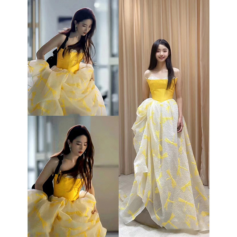 The Story of the Rose Liu Yifei's Same Style Evening Dress 2026 New High-End Banquet Light Luxury Host Dress