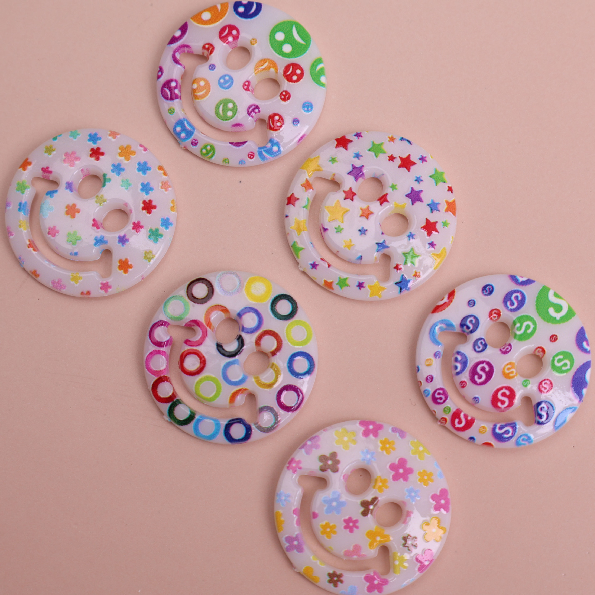 Nuevo color yakele smile Button DIY hair Decoration hair rope hair Card patch Mobile Phone Shell Decoration parts image 5