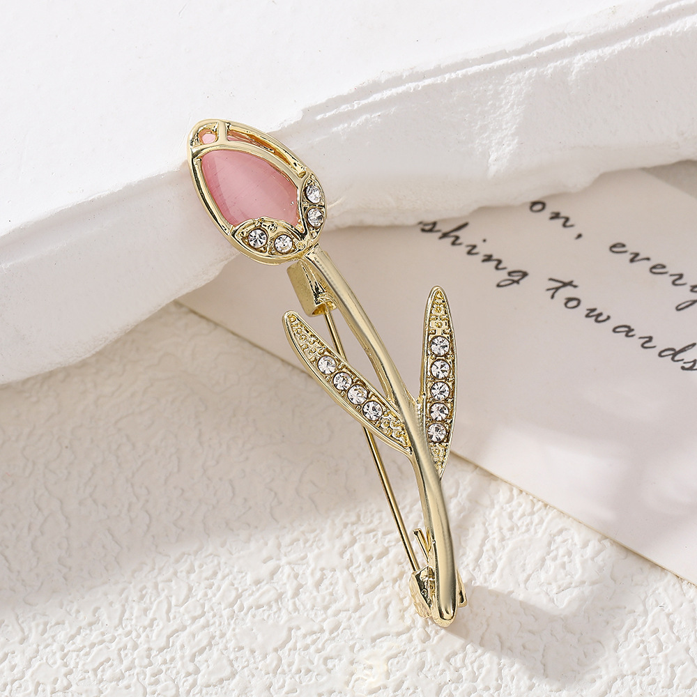 Vacation Simple Style Pin Flower Zinc Alloy Inlay Zircon Women's Brooches display picture 5