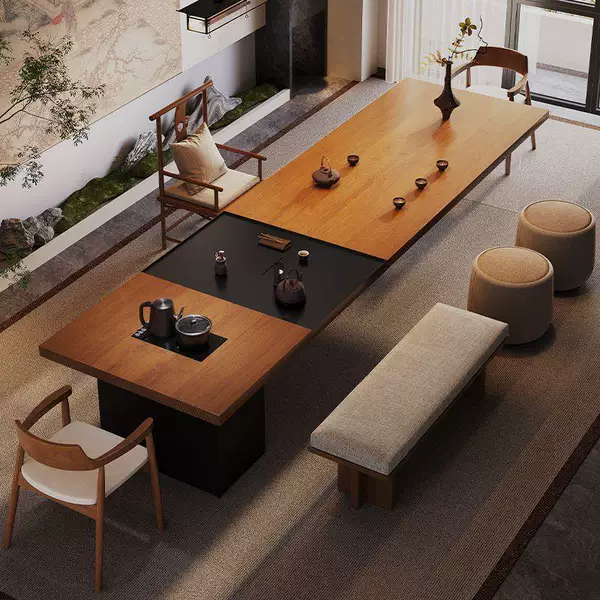 2026 New Model High-End Song-Style Aesthetic Tea Table Office Reception Tea Table Young People's Tea Table Tea Brewing Table