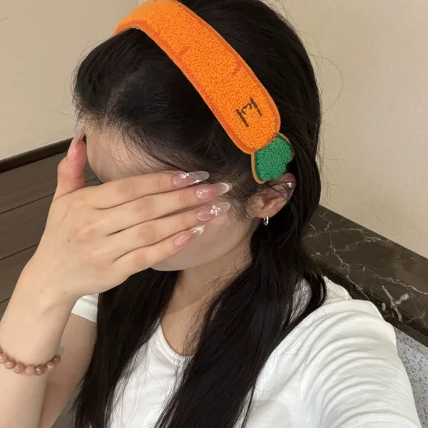 Creative long vegetable-shaped magic tape for girls, versatile bangs sticker, face-washing headband, funny hairband, hair accessory for tidying up stray hairs