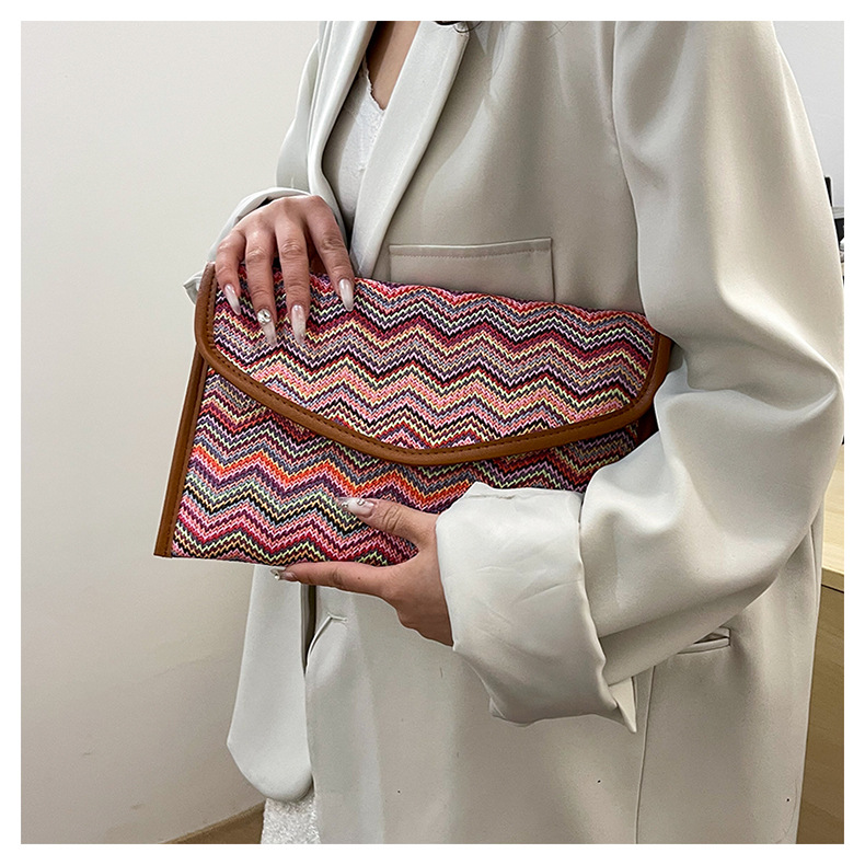 186g Weight Sewing Thread Fashion Element Flip Cover Closure Type / Strap Type Clutch Bag Bags Type Party, Street, Shopping Occasion Nylon Material Multicolor Pattern All Seasons Season Women's Gender Elegant, Streetwear Style Square Shape Medium Size Beige Pink Blue Nylon Multicolor Sewing Thread Square Clutches 4