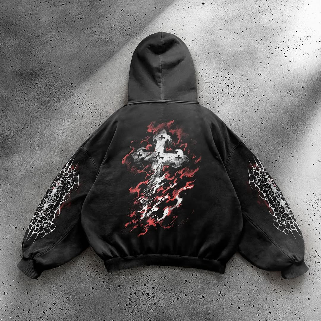 Men's Clothing Printed Sweatshirt Long Sleeved Pullover Hoodie Retro Jacket Street Fashion European And American Wholesale_viptrois.com