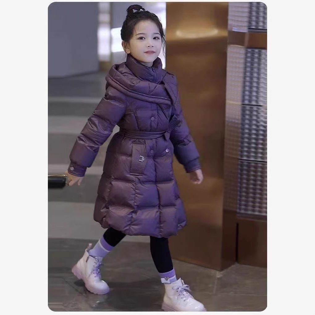 女童棉衣外套冬装2025新款长款加厚羽绒棉服儿童棉袄欧美风格