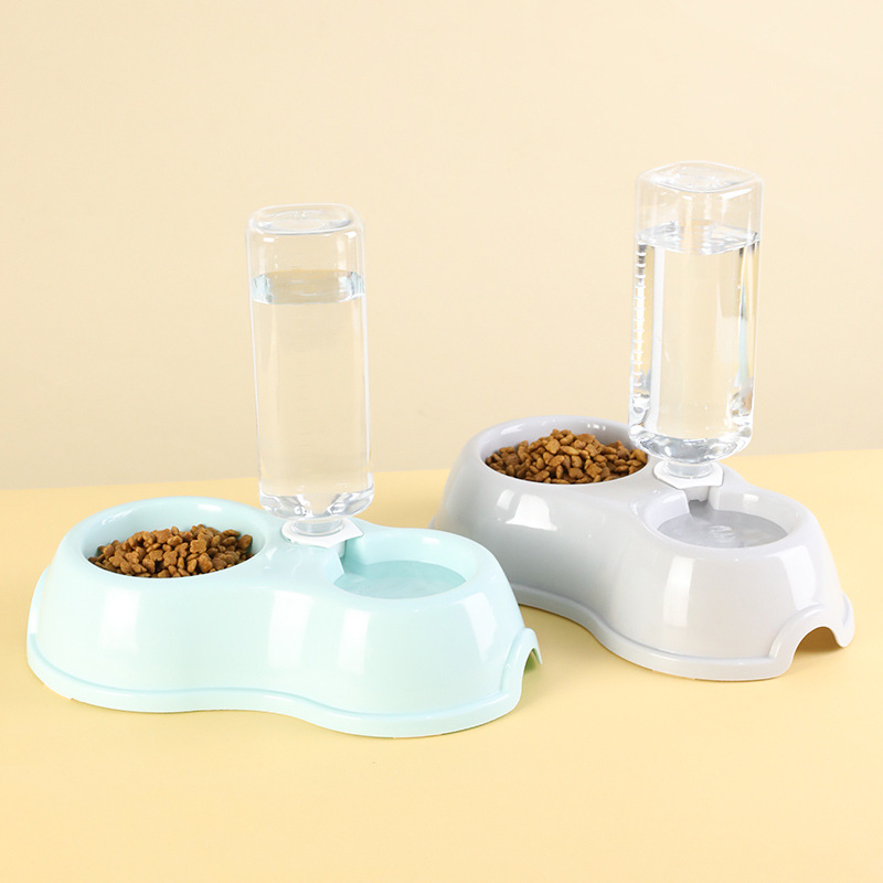 Selección estricta mascota doble Tazón INS Botella de bebida de viento redondo de plástico para comer agua potable automática de doble uso macaron color perro tazón