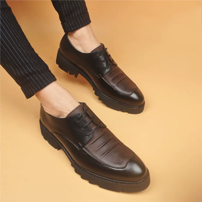 Молодежная мода повседневная кожаная мужская кожаная обувь с толстой подошной Bulock резьба для волос стилист модная свадебная обувь рабочая кожаная обувь