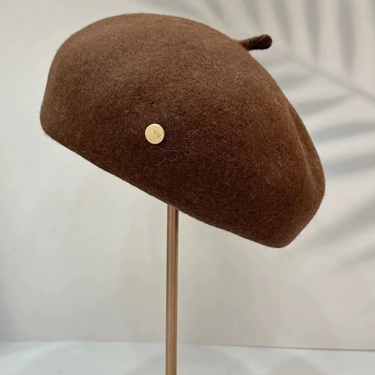 Demi-season colored woolen keep warm beret, universal hat
