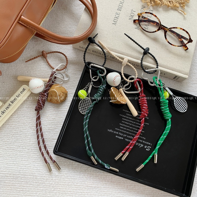 Ins Blogger Same Style Baseball Bag Braided Rope Pendant Advanced Sense MIU Series Bag Hanging Rope Keychain Pendant