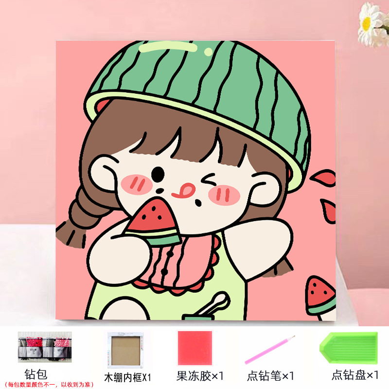 Envío gratis 20 * 20diy pintura de mampostería pintura de diamantes dibujos animados para niños anime pintura decorativa hecha a mano Kuromi con marco