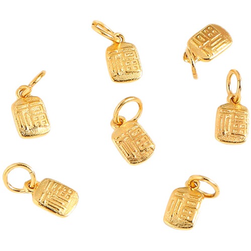 Strong color retention sand gold pendant blessing tag square blessing brand diy accessories material bracelet necklace beaded jewelry