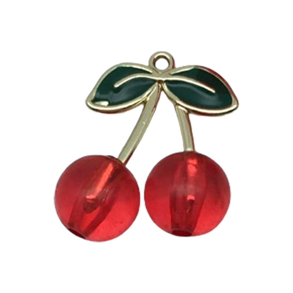 1 piece 19036-drip oil hanging plated transparent red three-dimensional large cherry 27x23mm-3.3g
