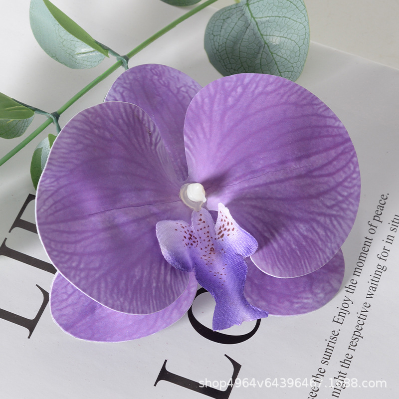 Película blanca Phalaenopsis flor cabeza pétalo simulación flor accesorios tocado horquilla diy flor decorativa de boda hecha a mano