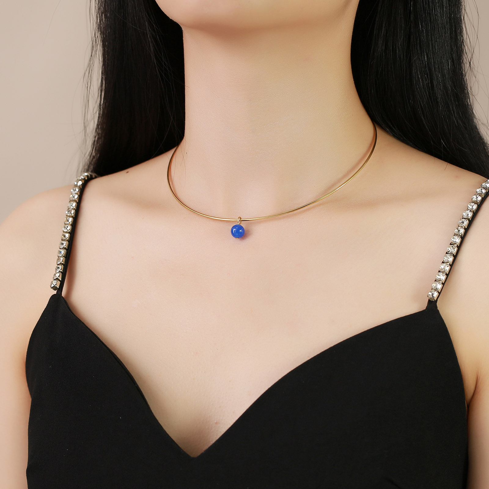 Fashion Solid Color Stainless Steel Polishing Plating Choker 1 Piece