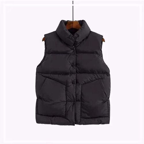 Short women's winter autumn Korean style coat oversized stand-up collar lapel jacket vest sleeveless backless cotton coat cotton clothing