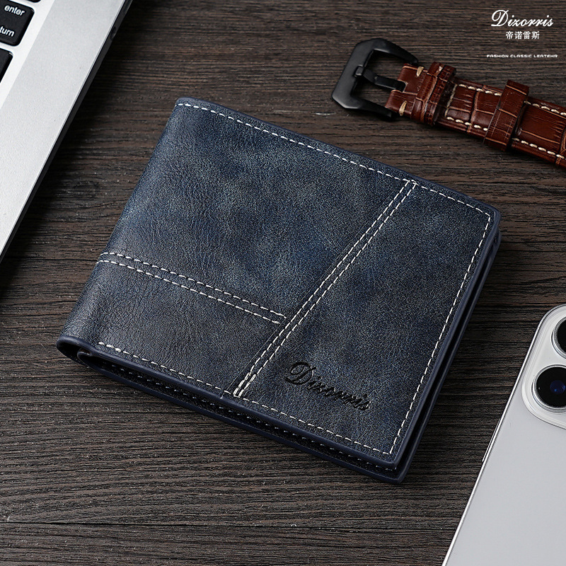 Nuevo hombre cartera corta comercio exterior ventas calientes retro cartera horizontal fábrica de cartera al por mayor tendencia