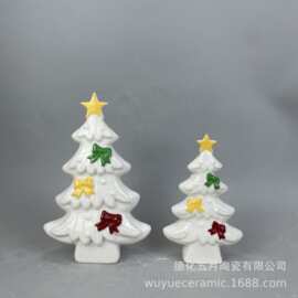 出口跨境陶瓷圣诞树圣诞节礼物可爱陶瓷星星圣诞节装饰品摆件挂件