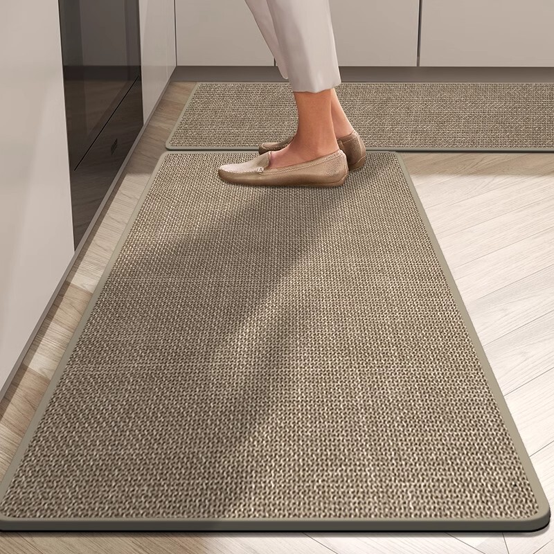 Cross-Border Linen Floor Mat Two-Piece Combination Kitchen Floor Mat Quick-Drying Woven Sisal Easy-Absorbent Floor Mat Anti-Slip Mat