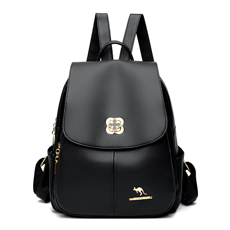 Mochila de cuero suave para mujeres 2024 nueva mochila de estudiantes de ocio de gran capacidad, mochila de viaje al aire libre, mochila de mujer