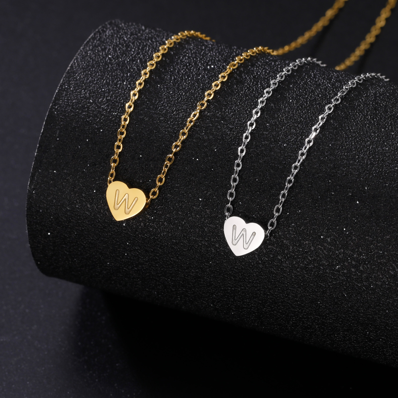 4g Weight Pendant Necklace Classification 1 Piece Quantity Daily Occasion Titanium Steel Material Heart Shape Pattern Unisex Gender Plating Design Simple Style Style Stainless Steel Titanium Steel Simple Style Letter Heart Shape Plating Pendant Necklace 1
