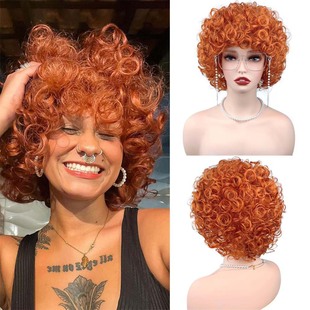 European and American cross-border women's wig headgear women's gray fluffy small short roll mechanism chemical fiber headgear