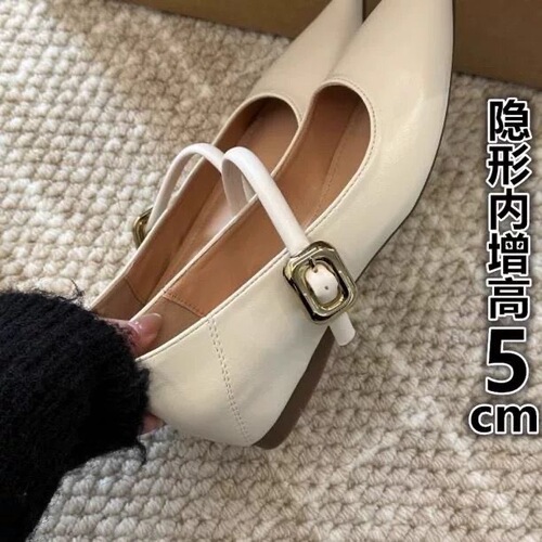 Elegant and Slim Design French Chanel Style Platform Flat Sandals for Women, Spring and Autumn, Quality One-Buckle Mary Jane Sandals