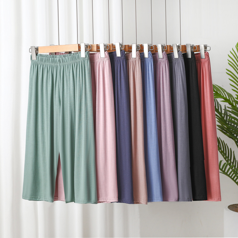 Modal thin casual pants women's summer New plus size loose outer wear solid color breathable home pants