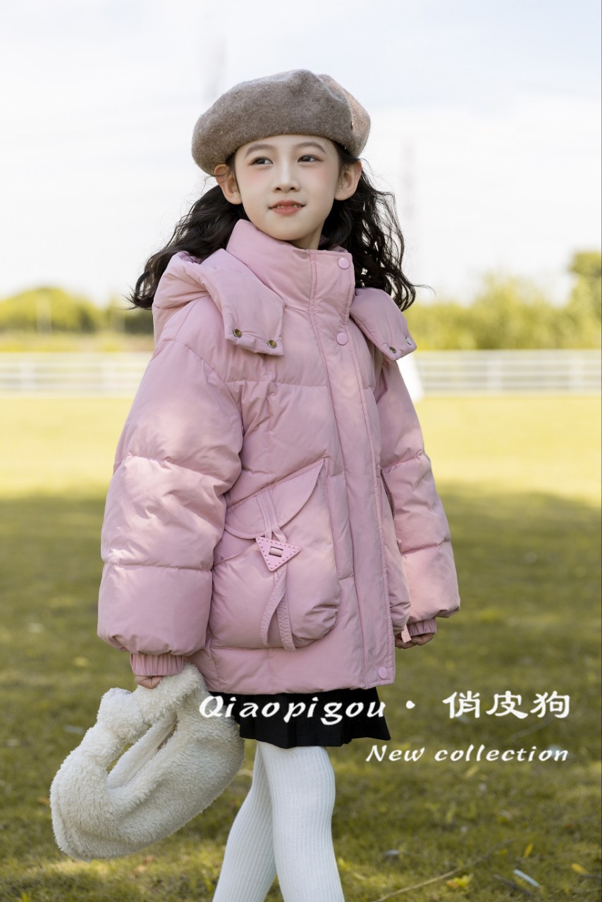 巴巴拉女童棉服2024新款冬季儿童洋气时髦中长款羽绒棉袄外套女孩