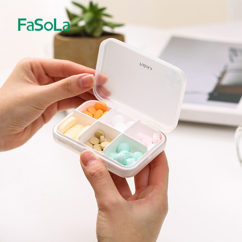 FaSoLa small medicine box portable one-week divided medicine box portable storage divided medicine box mini medicine h sealed medicine box