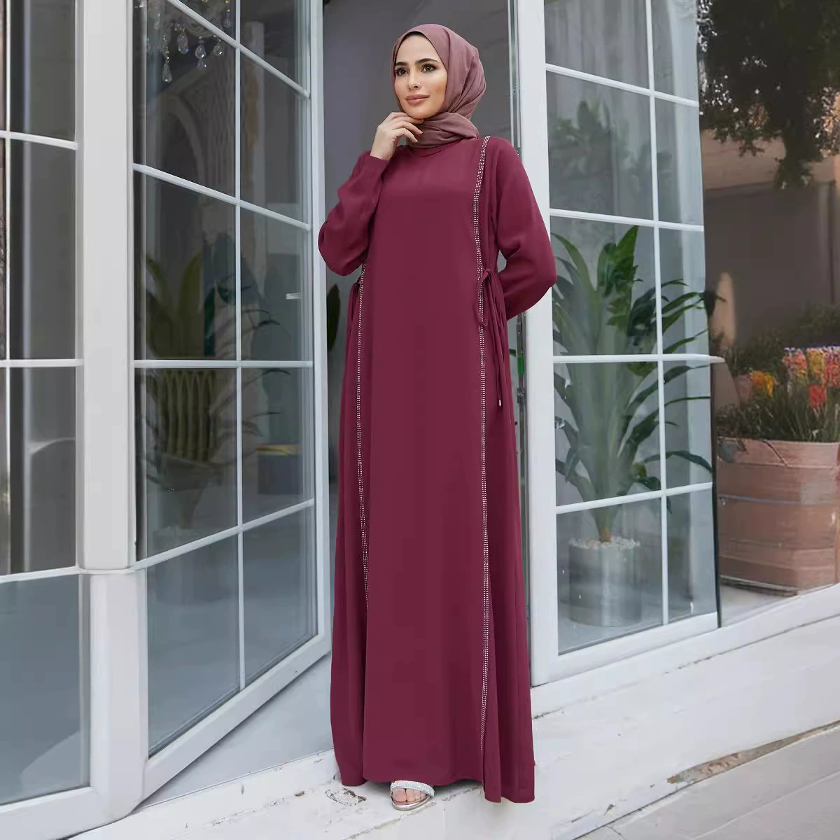 M199#Мусульманская ближневосточная юбка Скоростная распродажа Amazon Cross-border ABAYA халат, горячая вышивка камней талия платье