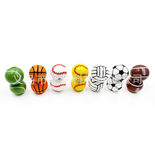 16mm Printed Wooden Beads Sports Ball Series Football Volleyball Baseball Basketball Tennis Beaded diy Jewelry Accessories