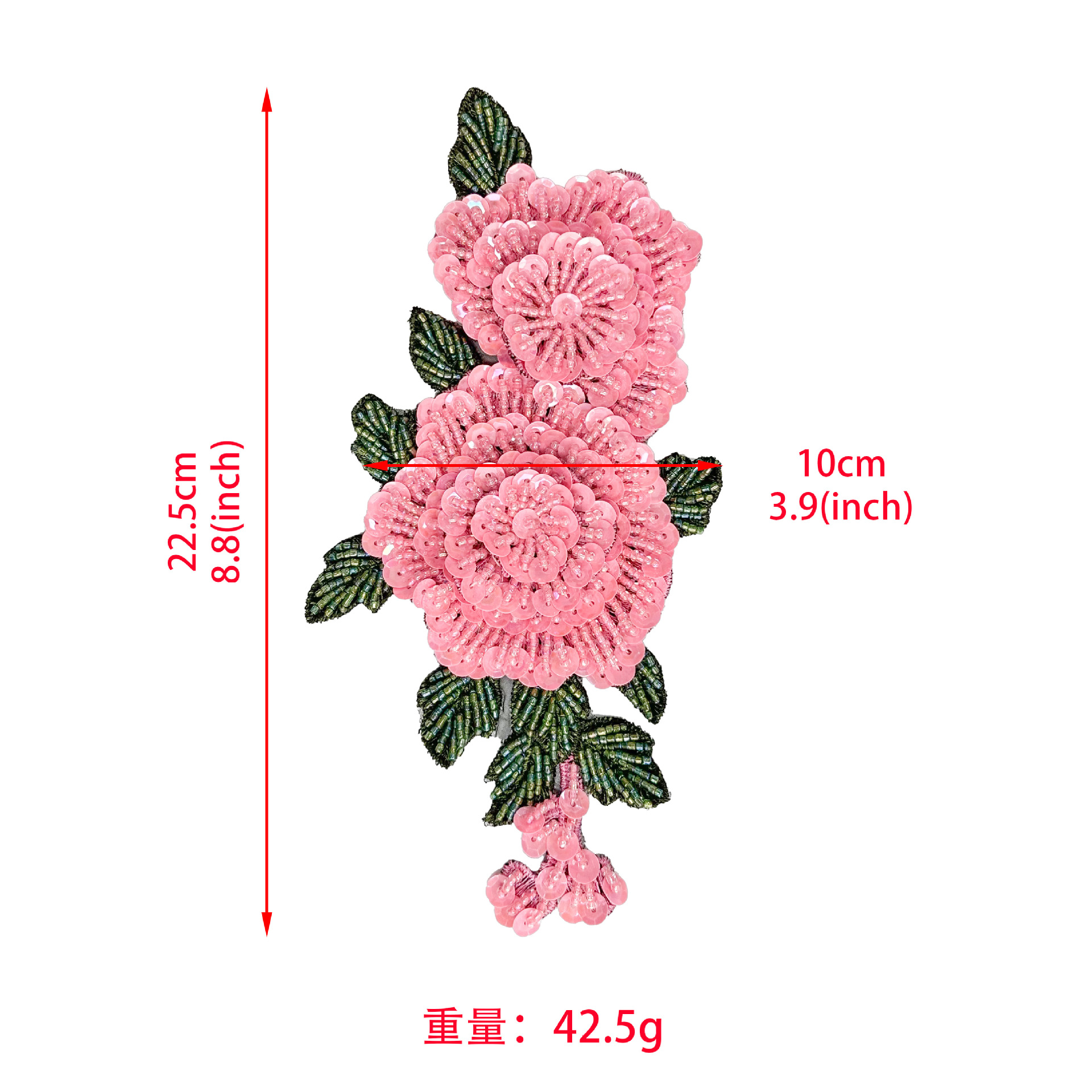 Invierno pesado flores rojas cuentas bordadas de tela estilo nacional multicapa flor tridimensional vestido decoración de camisa image 6
