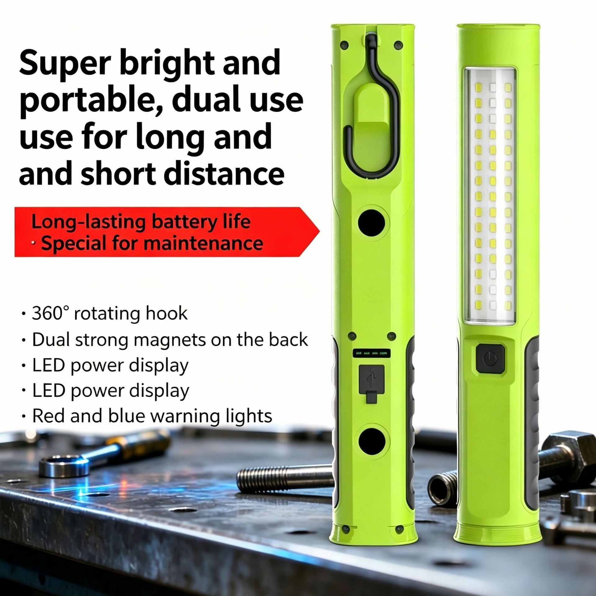 Detachable rechargeable LED work light, inspection light, emergency work light