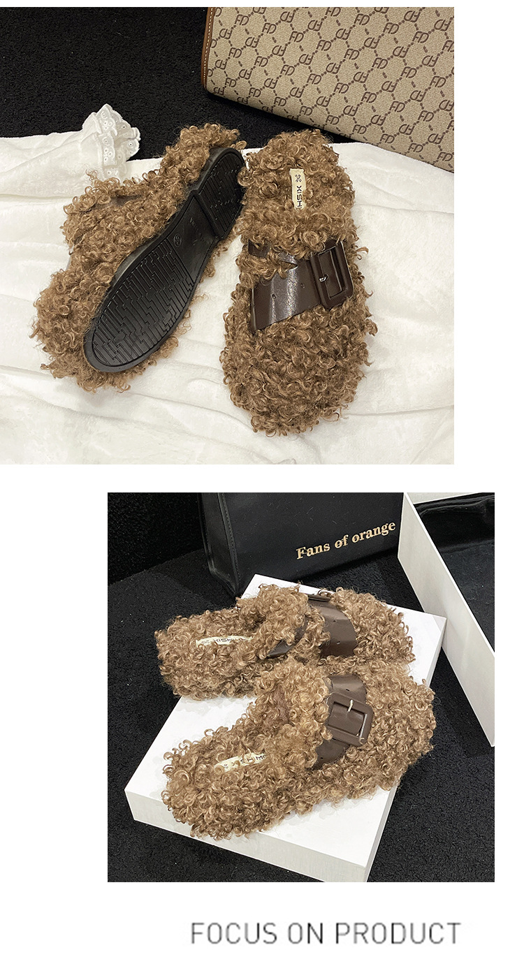 Women's Streetwear Solid Color Round Toe Plush Slippers display picture 9