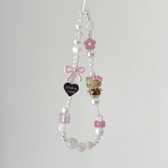 小紅書同款黑皮kt少女串珠手機鏈diy掛繩ccd鏈條相機掛鏈ins掛件