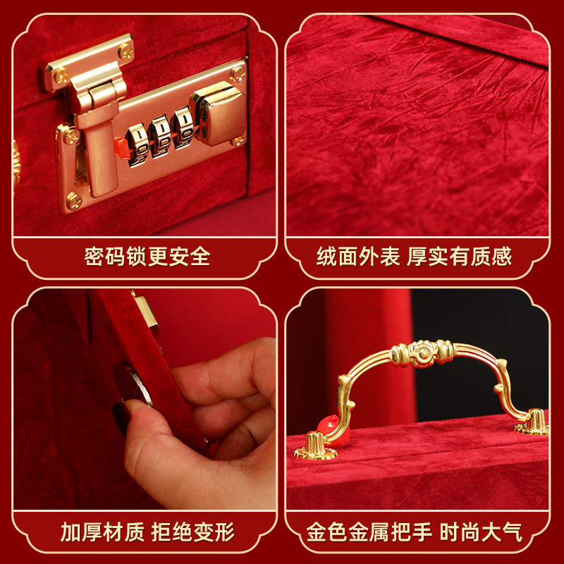 订婚彩礼钱盒子现金礼盒高档带锁礼金盒礼金箱结婚聘礼盒10万20万|undefined