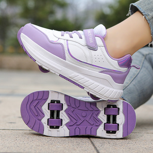 Pulley heloo shoes skates four-wheel deformation shoes skates double-row wheel skates shoes children teenagers