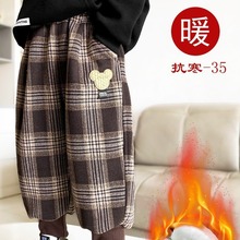 女童加绒裤子冬季加厚一体绒一条过冬2023新款洋气宝宝夹棉厚棉裤