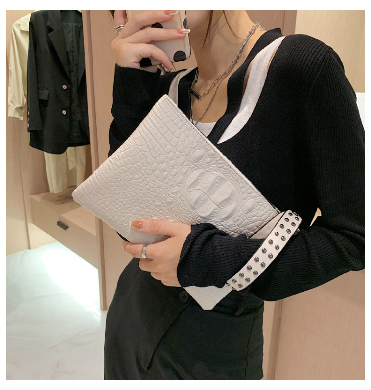 315g Weight Nylon Lining Material Zipper Closure Type Single Shoulder Strap Strap Type Clutch Bag Bags Type Business Occasion Pu Leather Material Solid Color Pattern All Seasons Season Women's Gender Business Style Medium Size Women's Medium Pu Leather Solid Color Business Zipper Clutch Bag 15