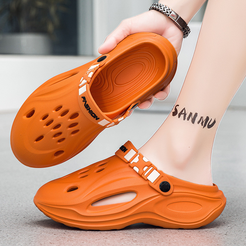 Zapatos con agujeros transfronterizos para hombres nuevos zapatos de verano huecos Baotou suela gruesa con sensación de mierda eva sandalias antideslizantes zapatos de playa para hombres