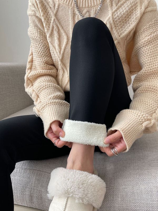 越境temu人気スポット秋冬ラムベルベット厚みのあるベルベットタイトウォームパンツストレッチレギンス大きいサイズ|undefined