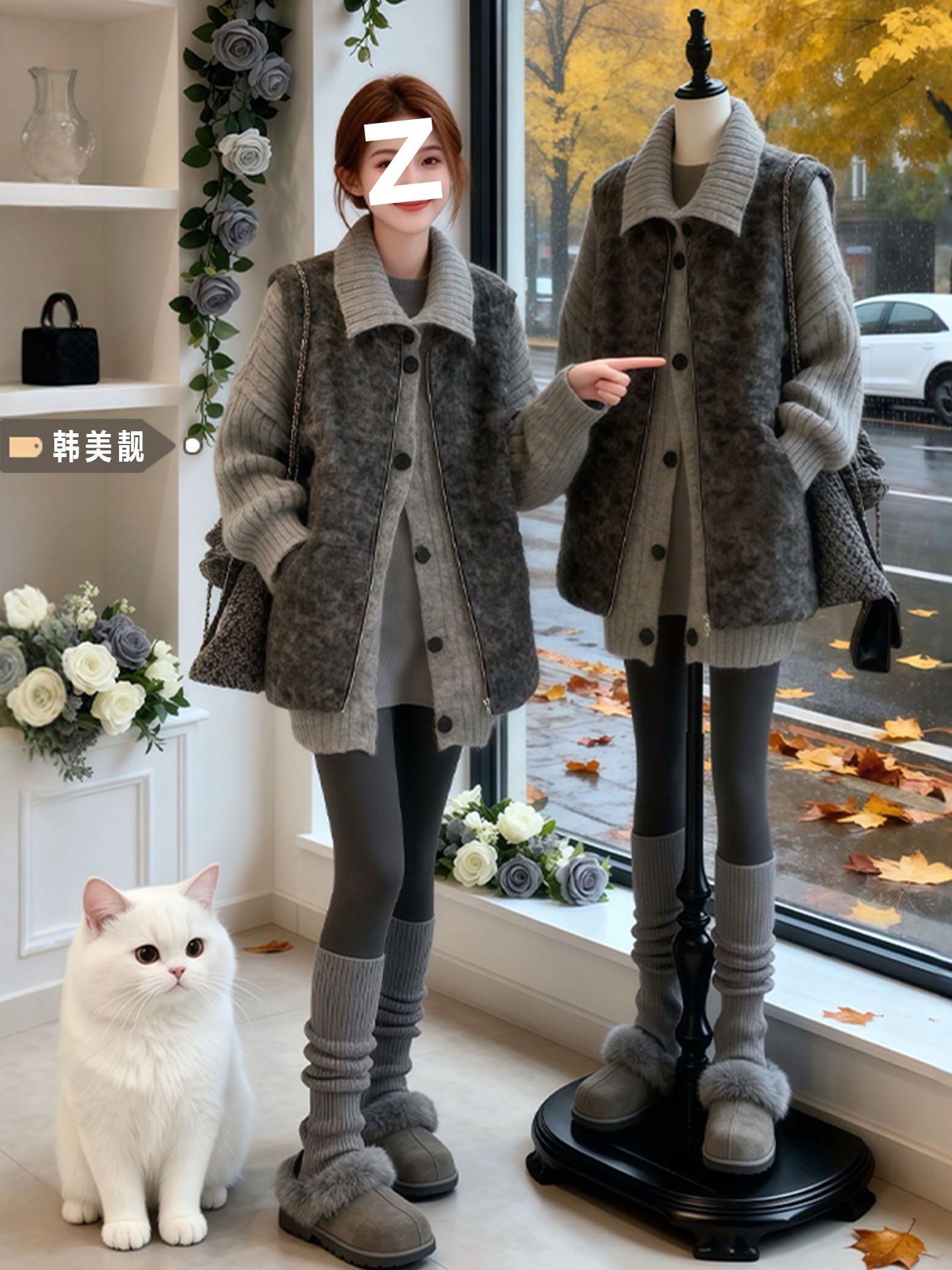 2025秋冬季巨好看的秋装搭配一整套ootd穿搭感小香风毛衣马甲套装