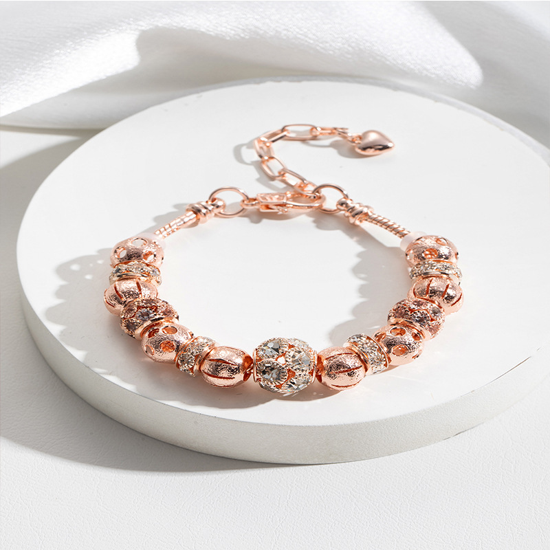 Panjia pulsera Dora DIY cuentas de moda personalidad explosiva transfronteriza diamantes circular hueco ajustable pulsera de cobre