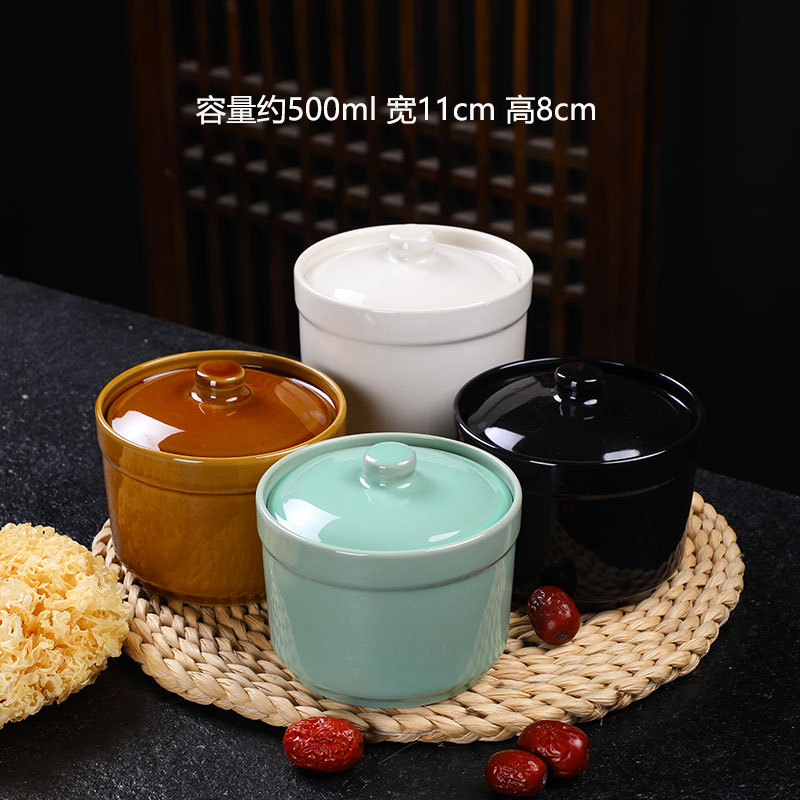 Taza de estofado de olla de barro guisada recta en agua, olla de estofado de una persona, olla de sopa con tapa, shaxian snack, nido de pájaro, olla de sopa hirviendo de cerámica