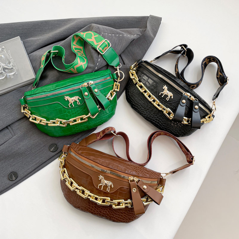 Bolso de pecho para mujer elegante y simple, bolso de hombro de cadena de estilo occidental de moda 2025 primavera nuevo bolso de color sólido