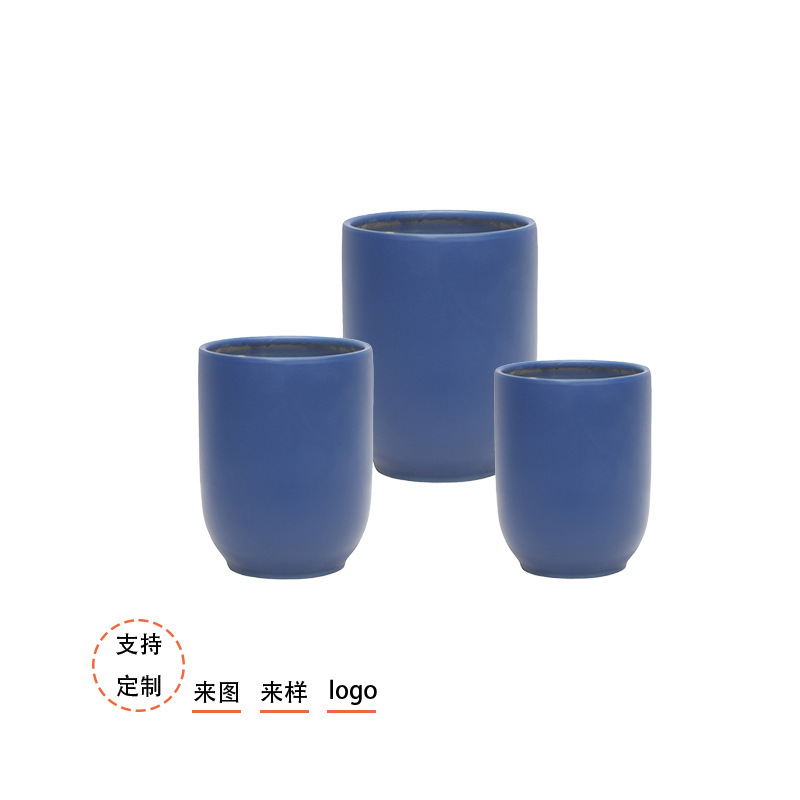 Set of ceramic flower pots in ins style, royal blue, popular cross-border product, high-end decorative items for home and gardening Set of ceramic flower pots in ins style, royal blue, popular cross-border product, high-end decorative items for home and gardening