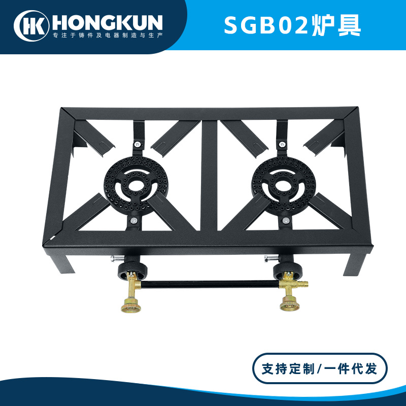 Estufa de doble cabeza de fuego feroz de América del Norte con soporte estufa de hierro fundido estufa de gas de alta potencia estufa de gas de patio al aire libre
