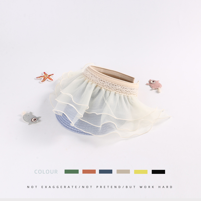 儿童春夏防太阳遮阳帽子荷叶边蕾丝出游空顶宝宝帽子海边游玩帽子