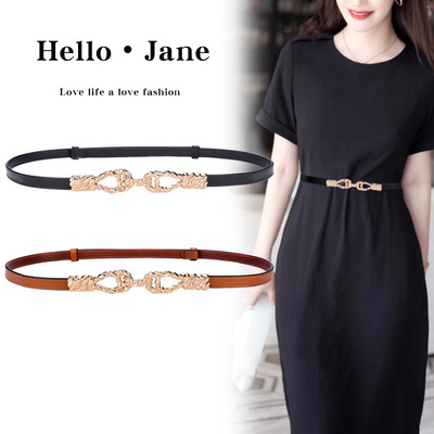 new pattern lady cowhide Belt fashion Versatile Slim belt decorate Dress suit Waist genuine leather Belt