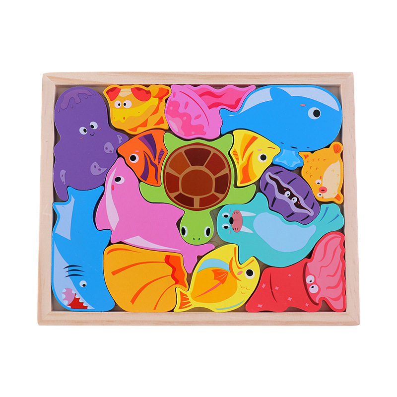 Dibujos animados animal tridimensional Tetris rompecabezas bloques de construcción jardín de infantes niños y niñas educación temprana juguetes educativos para niños